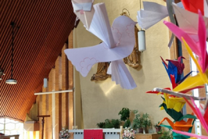 Paper cranes for Pentecost
